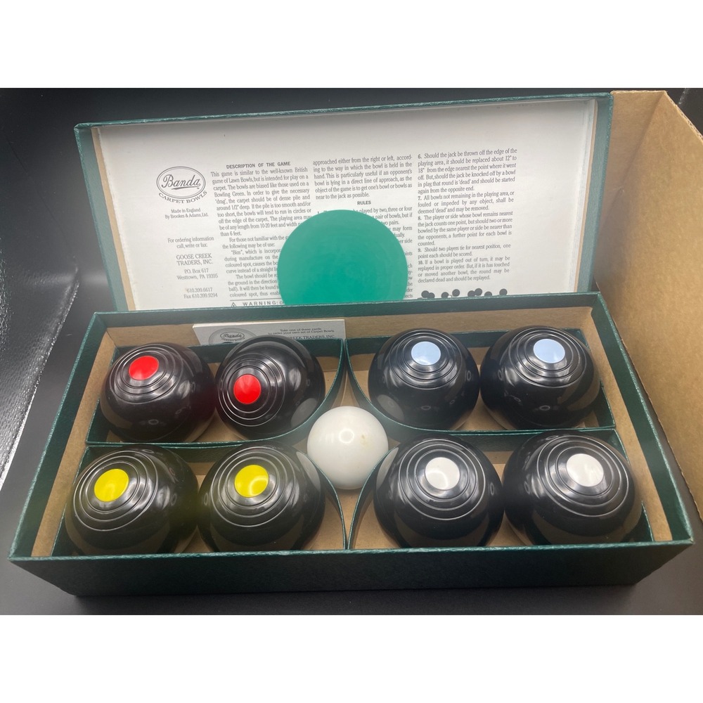 Vtg Banda Carpet Bowls The Indoor Carpet Game Made in England Brookes & Adams